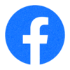 A blue and white facebook logo in a circle.