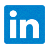 A blue square with the linkedin logo on it.