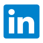 A blue square with the linkedin logo on it.